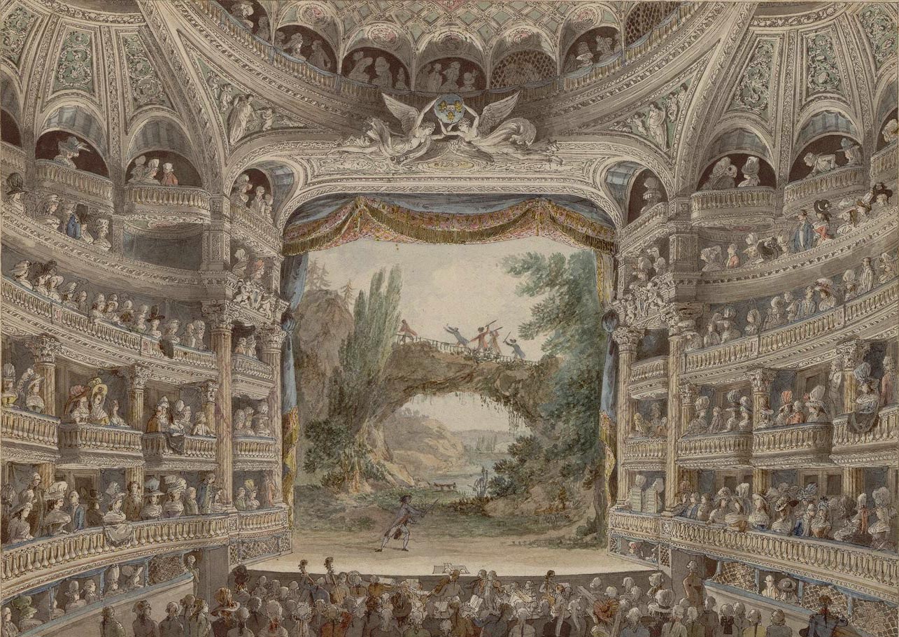 Grande salle de la Comédie-Française. Aquarelle de Meunier.