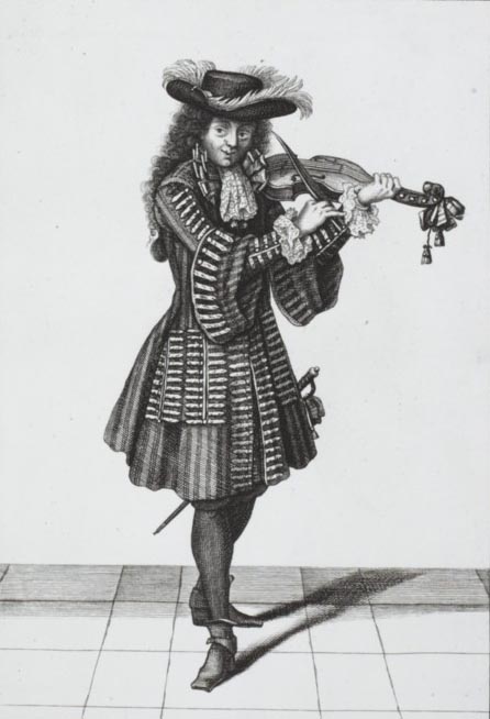 Gravure représentant un Violoniste du roi, XVIIe siècle