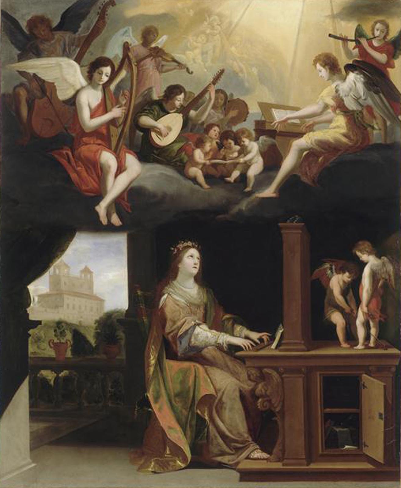 Représentation de Ste Cécile à l'orgue par Jacques Stella